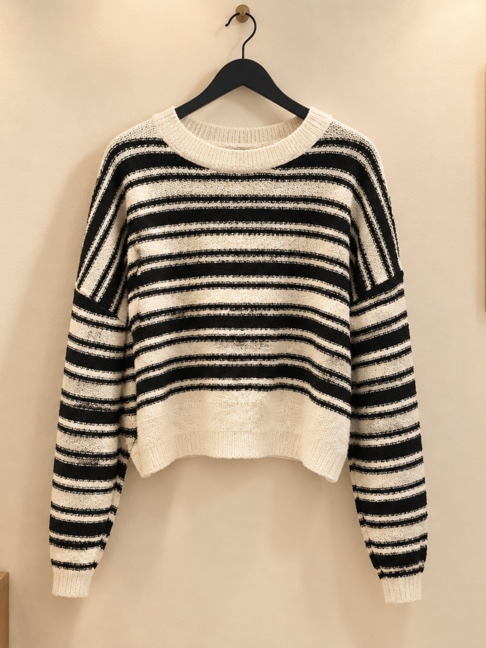 Anthropologie  Pilcro Black and White Striped Crewneck Sweater